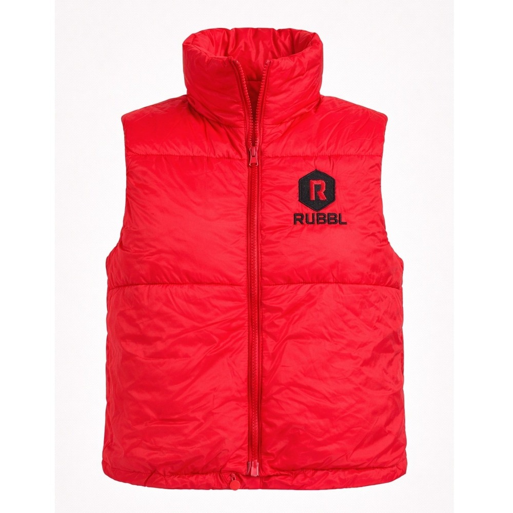 Rubbl Red Puffer Vest Zip Up Insulated Logo Sleeveless Womens Small